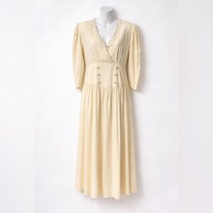 Vintage Prairie Dress Nicole Elizabeth Ivory Lace Cottagecore Midi Modest